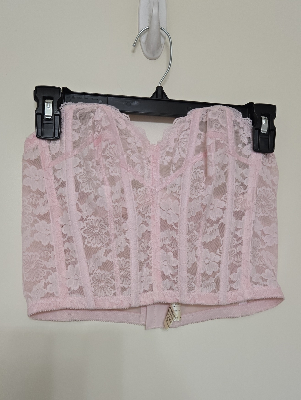 Sheer Floral Lace Bandeau Corset - Pale Pink